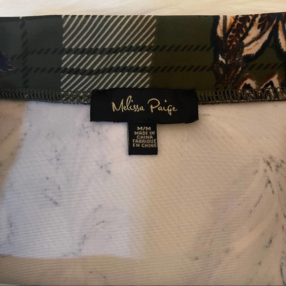 Melissa Paige Green Orange Floral Plaid Pattern Pencil Skirt Medium - Picture 8 of 10